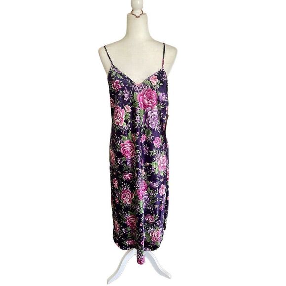 NWT 90s purple floral rose maxi nightgown - Picture 1 of 7